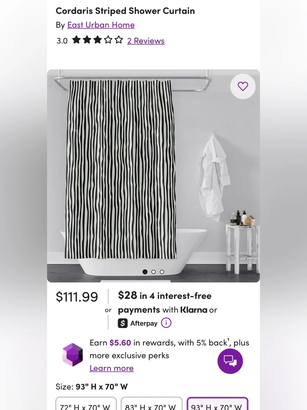 East Urban Home Black White Striped Shower Curtain Extra Long Modern Stripes